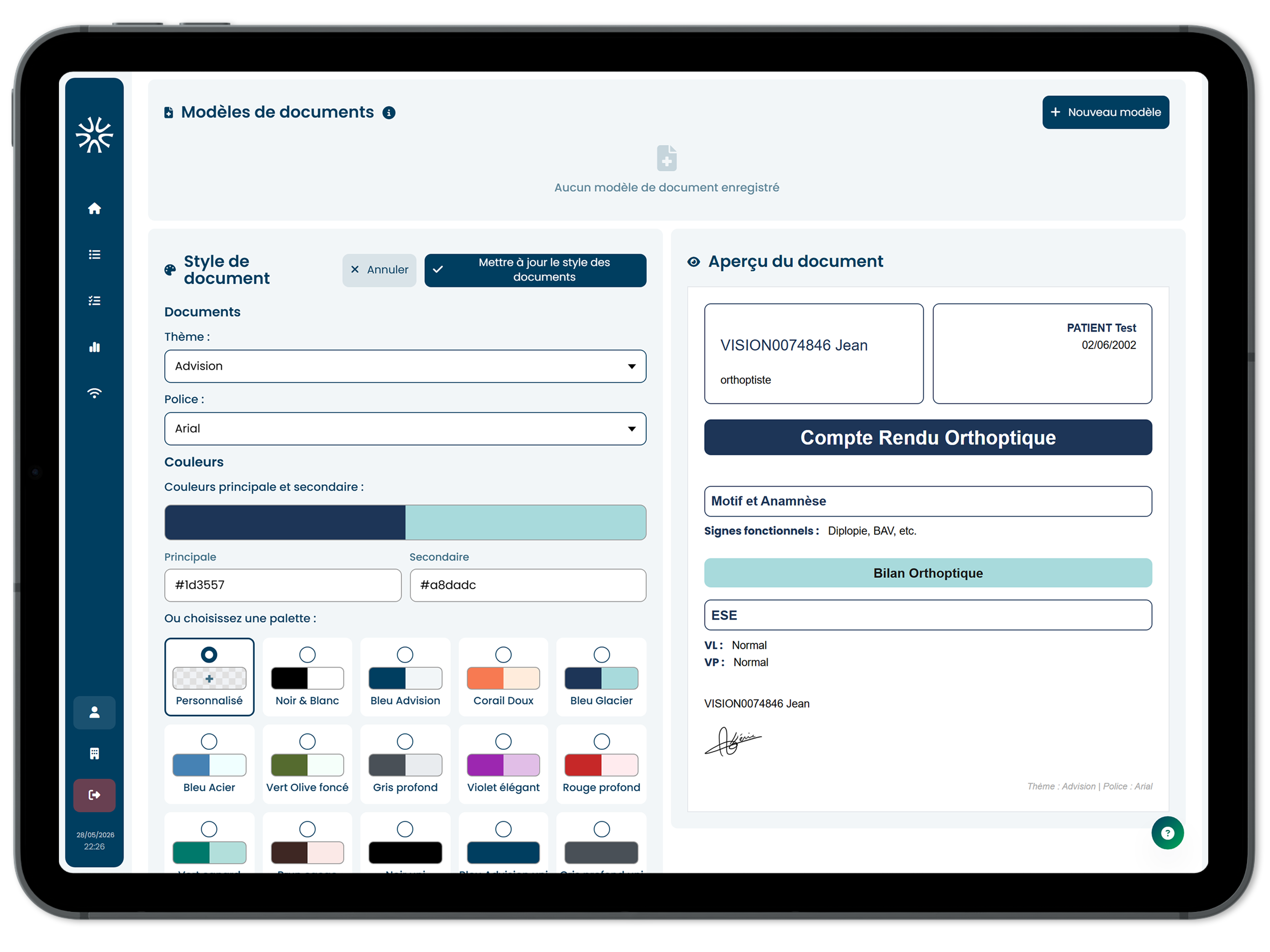 Personnalisation des modèles de comptes-rendus sur iPad